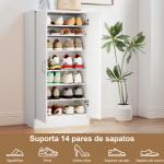 Sapateira de 2 Portas Sapateira para Entrada com 6 Prateleiras Ajustáveis para 14 Pares de Sapatos 55x35x108 cm Branco