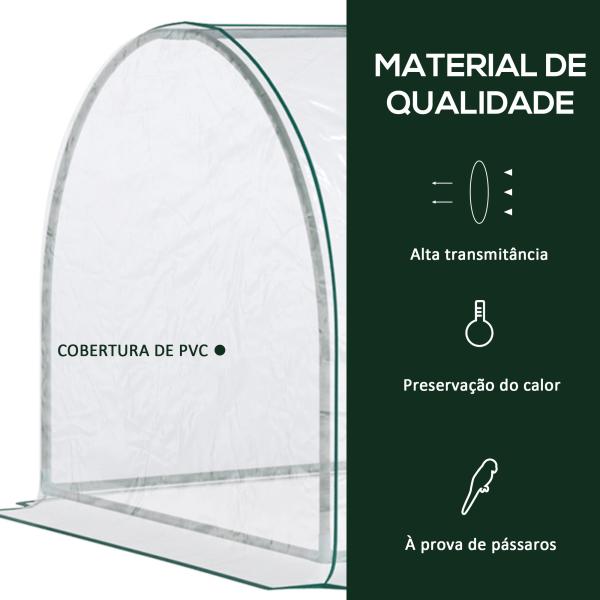 Estufa transparente para jardim ou terraço para cultivo de plantas e flores com porta zip 250x100x80cm PVC