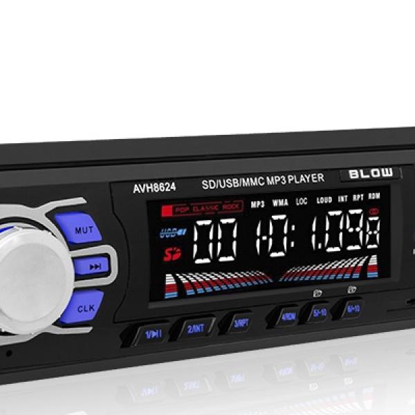 Auto Rádio RDS MP3 4x 45W com FM/MMC/SD/USB/AUX/BLUETOOTH + Comando - BLOW