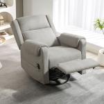 Poltrona Relax Reclinável Elétrica Giratória e Basculante com Apoio para os Pés Ajustável Controlo Remoto 86x89x99 cm Cinzento Claro