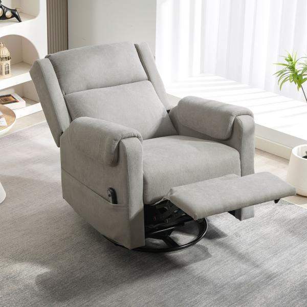 Poltrona Relax Reclinável Elétrica Giratória e Basculante com Apoio para os Pés Ajustável Controlo Remoto 86x89x99 cm Cinzento Claro