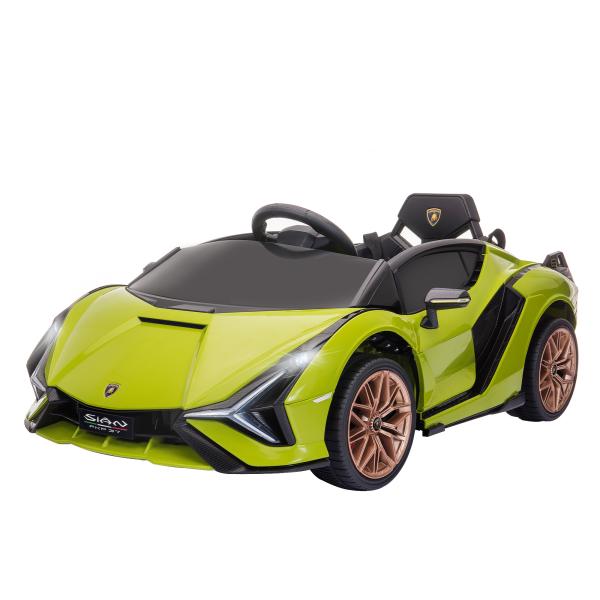 Carro Elétrico Infantil Lamborghini SIAN 12V para Crianças de 3 - 8 anos com Controle Remoto Abertura da Porta Música MP3 USB e Faróis 108x62x40 cm Verde