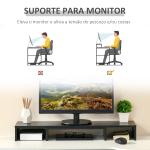 Suporte Elevado para Monitores de Madeira Ajustável em Comprimento e Ângulo para 2 Monitores Notebook 80 - 117x23,5x10cm Preto