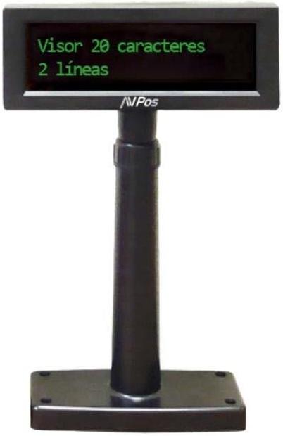 Visor de Cliente TPV VFD220 2 Linhas USB c/ Suporte Vertical (Preto) - AVPOS