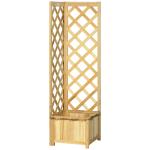 Floreira com Treliça de Madeira para Exterior, Elevada para Plantas Trepadeiras 40x40x145 cm Madeira