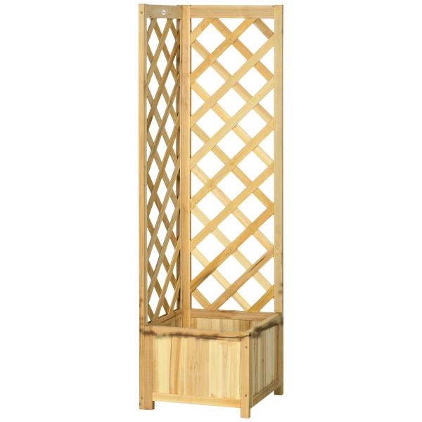 Floreira com Treliça de Madeira para Exterior, Elevada para Plantas Trepadeiras 40x40x145 cm Madeira