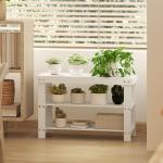 Banco Sapateira de Bambu Organizador de Sapatos com 2 Prateleiras para 6 - 9 Pares de Sapatos 70x28x45 cm Branco