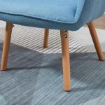 Poltrona de Sala de Estar Moderna Poltrona com Encosto Alto Apoio para os Braços Tecido de Linho e Pés de Madeira de Faia para Sala de Jantar Cozinha 71x76x101cm Azul