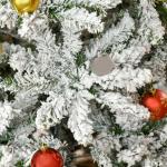 Árvore de Natal Artificial 180cm com Neve Ignífugo com 750 Ramos Folhas de PVC Base Dobrável Verde