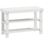 Banco Sapateira de Bambu Organizador de Sapatos com 2 Prateleiras para 6 - 9 Pares de Sapatos 70x28x45 cm Branco