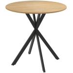 Mesa de Jantar Redonda para 2 - 4 Pessoas com Pernas Cruzadas em Aço Ø80x75 cm, Carvalho Branco