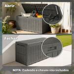 Baú Exterior Capacidade 440L em Resina Resistente à Água e aos Raios UV com Tampa Bloqueável 133x62x65 cm Castanho