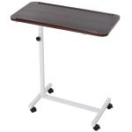 Mesa Auxiliar com Rodas para Sofá e Cama Altura Ajustável e Estrutura de Aço 77x40x76 - 100 cm Nogueira Escura