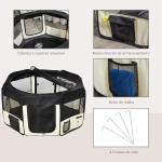 Parque para Animais de Estimação Dobrável com 2 Portas e Almofada Tecido Oxford Ø120x58 cm Preto