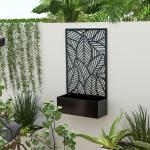 Biombo de Exterior com Floreira de Metal Floreira de Parede ou Independente para Cultivos 61x23x113 cm Preto