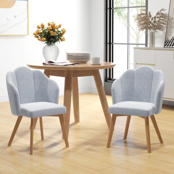 Cadeiras Sala de Jantar Estofada em Linho Sintético com Assento e Encosto Acolchoados Estilo Moderno 58x60x82 cm Azul Claro