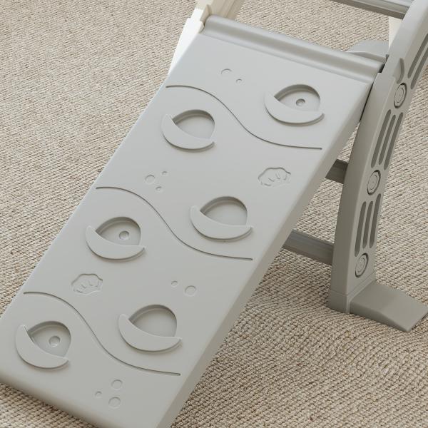 Escalada para Crianças de 18 - 48 Meses 4 em 1 com Arco de Escalada Baloiço Rampa e Escorrega 164x70x57 cm Cinza e Branco