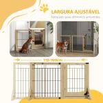 Barreira de Segurança para Cães Extensível de 2 Painéis e Pés de Apoio Triangular 112 - 159x44x70 cm Madeira