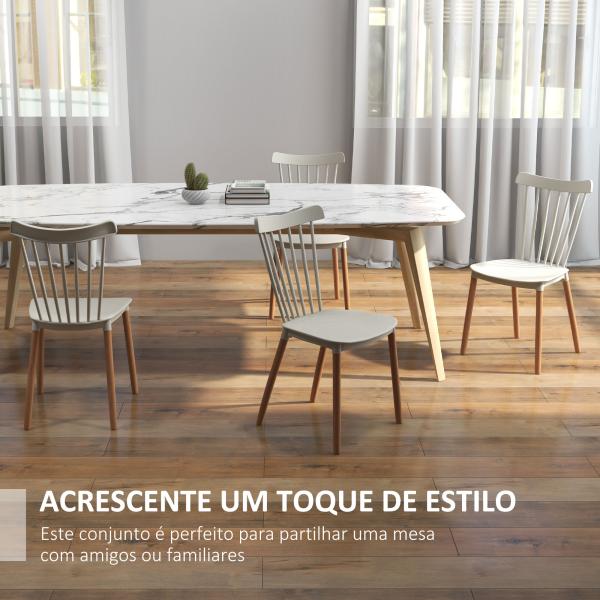 Conjunto de 4 Cadeiras Estilo Nórdico com Encosto Alto e Pés de Madeira de Faia 43x52,5x83 cm Cinza Claro