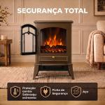 Lareira Elétrica Decorativa de Chão com Efeito Chama 3D 39x24x57 cm Castanho