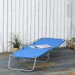 Espreguiçadeira Dobrável Espreguiçadeira de Jardim com Encosto Ajustável em 5 Posições para Terraço 187x55x24 cm Azul