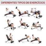 Banco de Musculação com Encosto Ajustável em 7 Posições Extensão de Pernas Apoio para Bíceps e Banda de Resistência para Treino Completo em Casa 54x160x106cm Preto e Vermelho