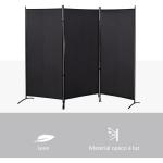 Biombo de 3 Paineis Separador de Ambientes Dobrável Biombo de Privacidade com 6 Pés de Metal 253x50x182 cm Preto
