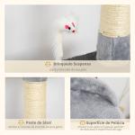 Árvore para gatos Arranhador Grande com Plataformas para Brincar coberta de Pelucía Cinza 48x48x100 cm