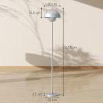 Candeeiro de Pé Moderno com Ecrã em Forma de Taça Refletora de Luz Interruptor de Pé Suporte E27 sem Lâmpada Ø35x155 cm Prata