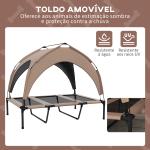 Cama para Cães Elevada com Toldo para Cães Médios com Estrutura de Aço e Bolsa de Transporte 106x76x94 cm Marrom Claro