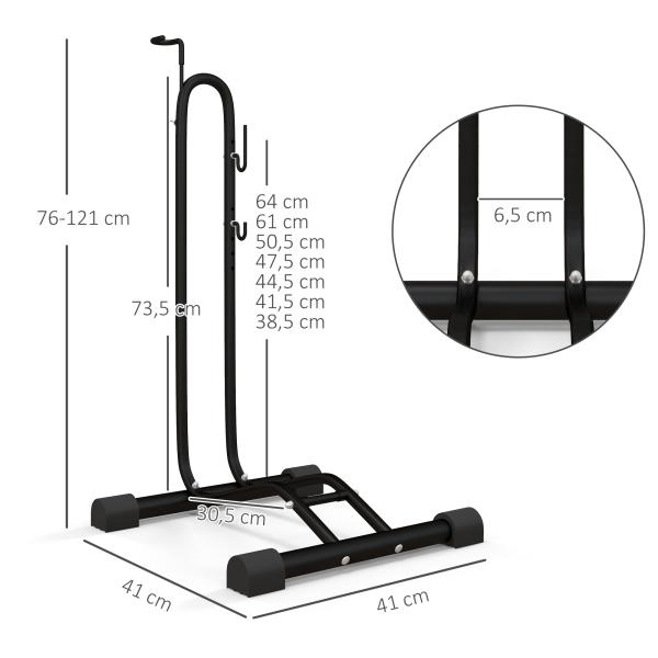 Estacionamento de Bicicletas Vertical e Horizontal com Ganchos Ajustáveis para Bicicletas de 6 a 28 Polegadas e 700 C
