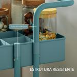 Carrinho de Cozinha Carrinho de Armazenamento com 4 Ganchos 3 Cestas Removíveis 3 Caixas Suspensas 42x38x86,5cm Preto