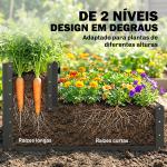 Caixa de Plantio de 2 Níveis Floreira Exterior de Aço com Desenho de Escada para Cultivos 120x101x58 cm Cinza Escuro