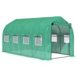 Estufa tipo Túnel 4x2x2 m Estufa de Exterior com 8 Janelas de Malha e Porta Estufa de Cultivos para Pátio Jardim Verde