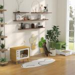 Mesa Auxiliar Casa para Gatos Estilo Televisor com Almofada Suave Lavável Bola e Pés Elevados 50x28x43cm Carvalho