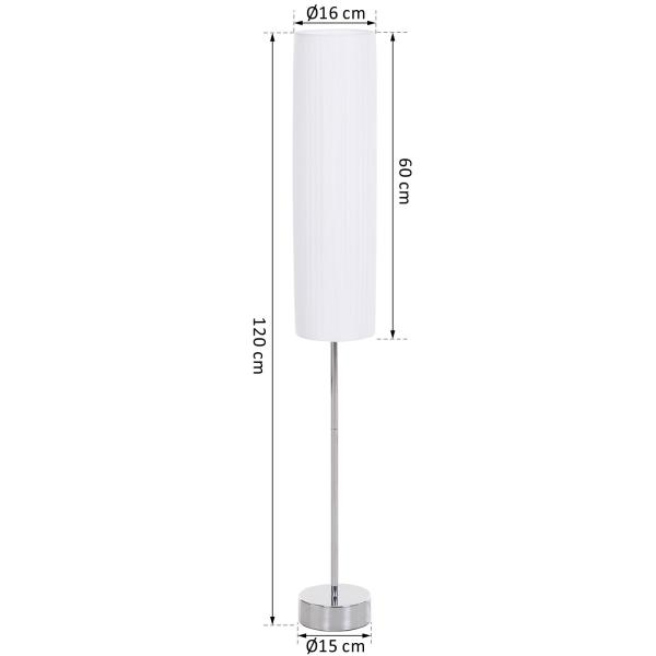 Candeeiro de Pé Moderno com Base de Aço Inoxidável Cor Branca 120cm