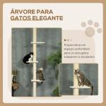 Árvore para Gatos do Chão ao Teto com Altura Ajustável 3 Plataformas Poste de Sisal e Bola para Brincar 47x34x220 - 260cm Creme