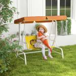 Balanço de Jardim Exterior Balanço de Jardim Infantil de 2 Lugares com Padrão de Leão Carga 60 kg 110x70x110 cm Amarelo