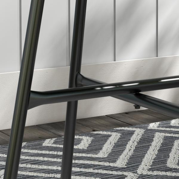 Mesa Auxiliar de Vime Sintético para Exteriores com Bancada de Vidro Temperado e Pés de Metal Ø50x50 cm Creme e e Preto