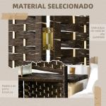 Biombo Separador de Ambientes 4 Painéis 160x170 cm com 2 Prateleiras Dobrável de Fibra de Papel Castanho