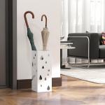 Suporte para Guarda - Chuvas com 4 Ganchos e Bandeja de Gotejamento Amovível Porta Guarda - Chuvas 15,5x15,5x41 cm Branco