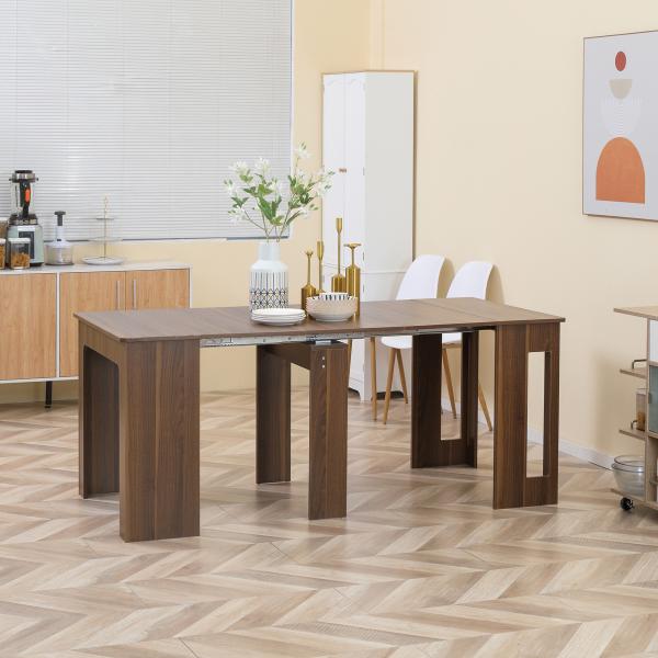 Mesa de Jantar Extensível para 4 - 6 Pessoas com Lateral Abatível Mesa Auxiliar Multifuncional 180x85x75cm Marrom