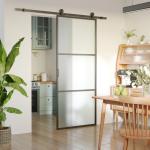 Ferragem para Porta de Correr Kit de Acessórios para Porta Corredeira com 2 Trilhos de Aço de Carbono 200x40x0,6cm Preto