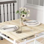 Conjunto de Refeição de 3 Peças Conjunto 1 Mesa 70x70x75 cm e 2 Cadeiras 40x50x80 cm com Prateleira de Armazenamento Branco e Madeira