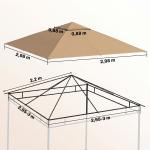 Toldo de Substituição de 3x3m para Pérgola de Jardim com 8 Orifícios de Drenagem e Ventilação Bege