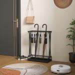 Suporte para Guarda - Chuva Moderno Retangular com 24 Ganchos 21 Espaços e Bandeja Recolhedora de Gotas 50x24x68 cm Preto