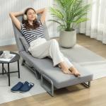 Sofá Cama Dobrável Estofado em Linho Sintético com Encosto Ajustável em 5 Níveis e Almofada Acolchoada 73x78x81 cm Cinzento Claro