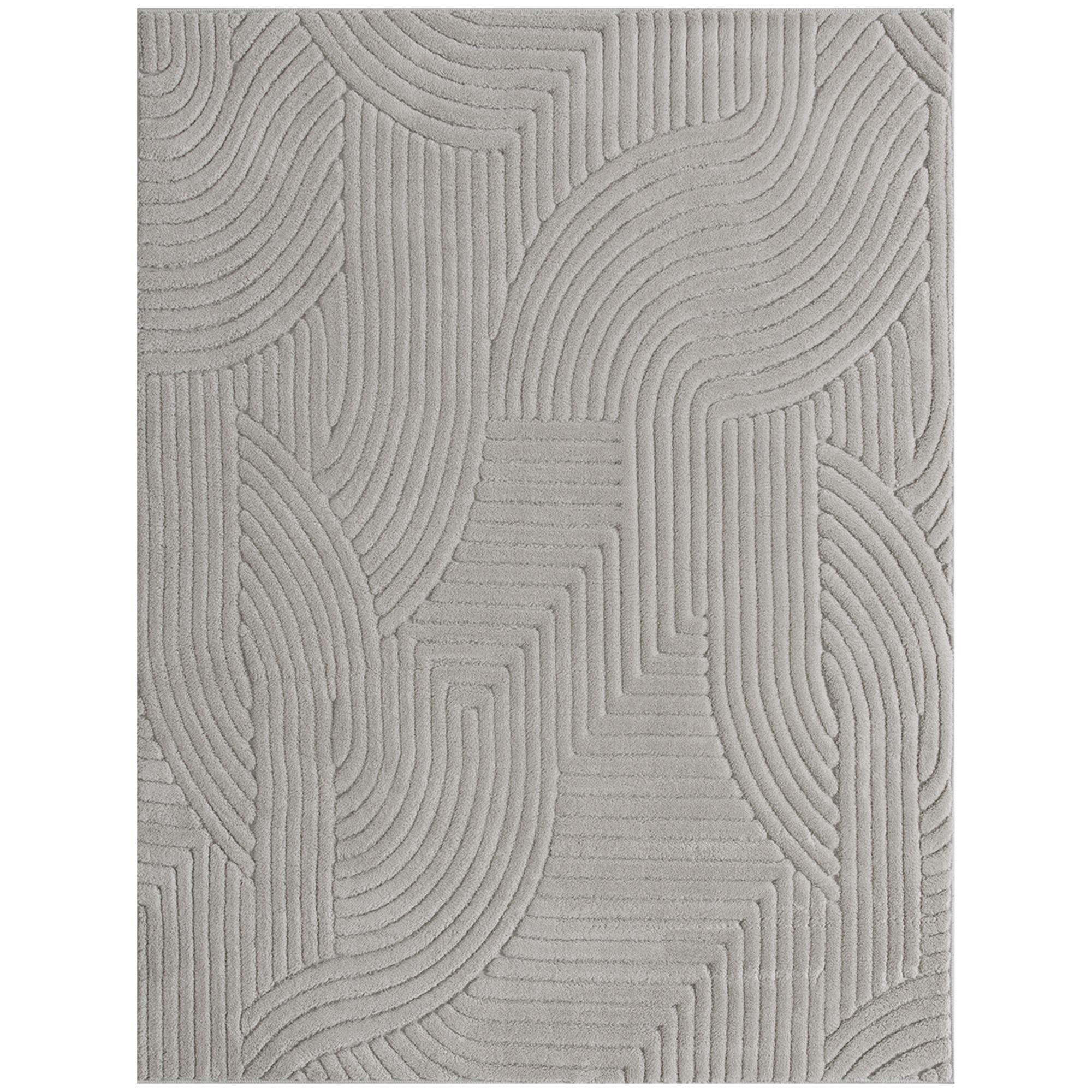 Tapete Sala de Estar 160x230 cm Tapete Pelo Curto Estilo Moderno Base Antiderrapante Tecida à Máquina Cinzento