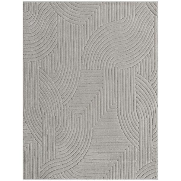 Tapete Sala de Estar 160x230 cm Tapete Pelo Curto Estilo Moderno Base Antiderrapante Tecida à Máquina Cinzento