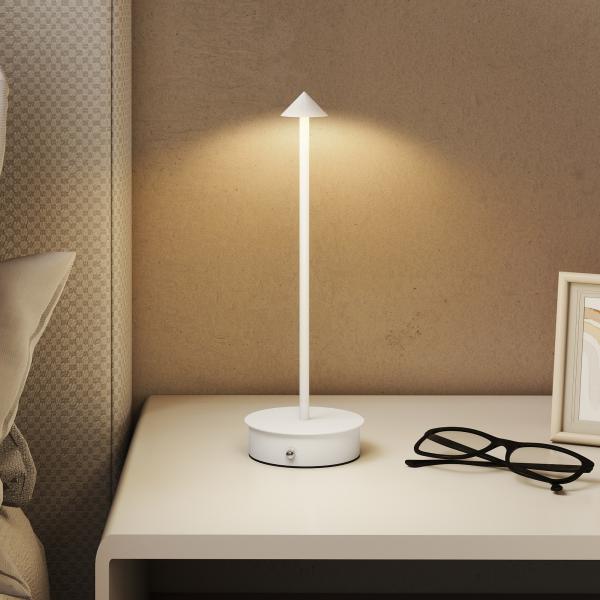 Conjunto de 2 Candeeiros de Mesa Recarregáveis por USB Reguláveis com Controlo Táctil 3000K/4500K/6500K Ø10x30 cm Branco